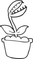 black and white cartoon venus fly trap png