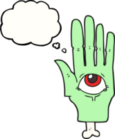 thought bubble cartoon spooky eye hand png