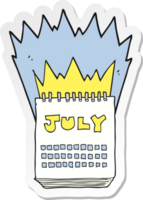 sticker of a cartoon calendar showing month of July png