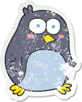 retro distressed sticker of a cartoon penguin png