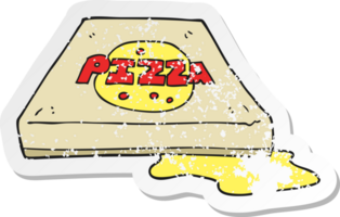 retro distressed sticker of a cartoon pizza png