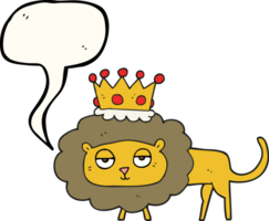 discours bulle dessin animé Lion avec couronne png