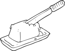 black and white cartoon knife in butter png