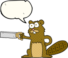 comic book speech bubble cartoon beaver with saw png