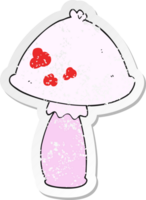 retro distressed sticker of a cartoon mushroom png