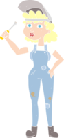 flat color illustration of a cartoon female mechanic png