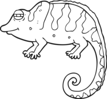 black and white cartoon chameleon png