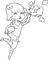 black and white cartoon vampire girl flying png