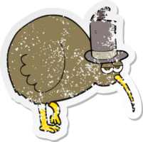 retro distressed sticker of a cartoon kiwi bird png