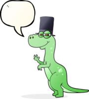 speech bubble cartoon dinosaur wearing top hat png