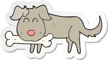 autocollant d'un chien de dessin animé avec os png