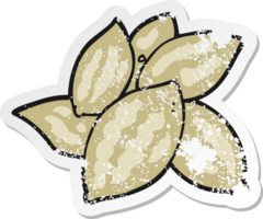 retro distressed sticker of a cartoon almonds png