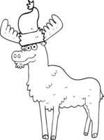 zwart en wit tekenfilm Kerstmis eland png