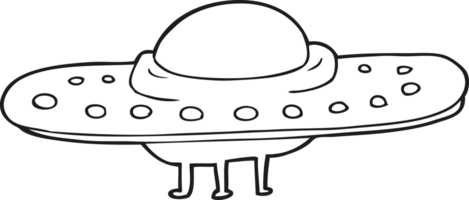 black and white cartoon flying saucer png