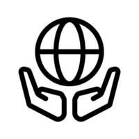Globe Hand Icon Vector Symbol Design Illustration