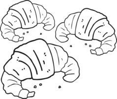 black and white cartoon croissants png