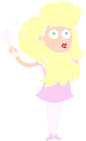 flat color illustration of a cartoon woman brushing hair png