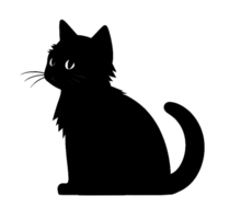 AI generated An isolated black silhouette of a cute cat on a white background. AI generated png