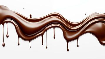 AI generated Melted milk chocolate on a white background. Smear with splashes. Isolated on white background. photo