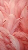 AI generated Texture background of pink feathers. Airy delicate wallpaper. Macro photography. photo