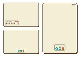 vector retro vídeo llamada plantillas. audio charla ventanas con widget y iconos nostálgico ui retro onda de vapor computadora interfaz. vector plano ilustración.