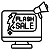 Online Flash Sales icon line vector illustration