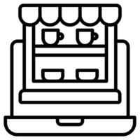 Digital Storefront icon line vector illustration
