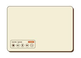 vídeo llamada conferencia ui modelo con artilugio. audio o vídeo charla íconos y rojo botón. en línea conferencia o seminario web pantalla modelo. ventana marco en retro estilo. vector plano estilo ilustración.