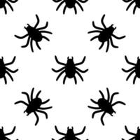 Seamless vector monochrome pattern with spiders. Simple black and white insect silhouette backdrop