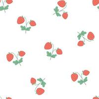 Seamless pattern with cute strawberries on white background. Endless vector pattern for textiles or fabric for newborns.