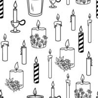 Seamless pattern with candle holder. Vector monochrome repeat pattern