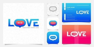 Love Chat Dating Message Minimal Lettermark Text Logo Design for Couple Communication vector