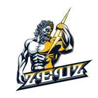 illustration of the god Zeus holding a yellow lightning bolt vector