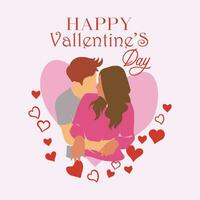 Valentine's Day greeting card with illustration of two couples vector