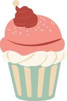 Cupcake colorful cartoon with frosting sugar. Cute dessert emoji icon sweet collection vector
