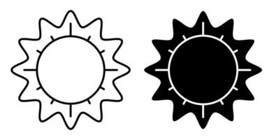 Linear icon. Sun. Star of planet earth. Astronomy, observation of sun activity and weather. Simple black and white vector