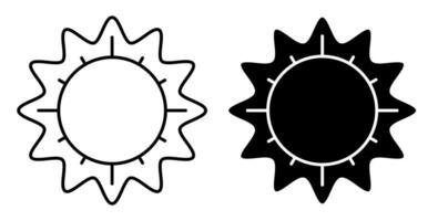 Linear icon. Sun. Star of planet earth. Astronomy, observation of sun activity and weather. Simple black and white vector