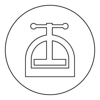 Manual press icon in circle round black color vector illustration image outline contour line thin style