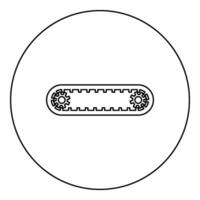 Strap for engine toothed belt for gears cambelt timing gas distribution mechanism icon in circle round black color vector illustration image outline contour line thin style