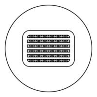 Car radiator vehicle service car parts detail concept icon in circle round black color vector illustration image outline contour line thin style