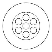 Grate for meat grinder plate mincer device for growing shallow of meat lattice sieve icon in circle round black color vector illustration image outline contour line thin style