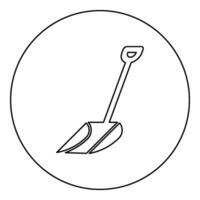 Winter snow shovel clearing icon in circle round black color vector illustration image outline contour line thin style