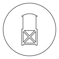 Water tower elevated industrial construction tank icon in circle round black color vector illustration image outline contour line thin style