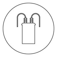 Electric transformer high voltage substation energy power icon in circle round black color vector illustration image outline contour line thin style