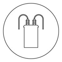 Electric transformer high voltage substation energy power icon in circle round black color vector illustration image outline contour line thin style