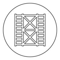 Scaffolding prefabricated construction frame floors two 2 icon in circle round black color vector illustration image outline contour line thin style