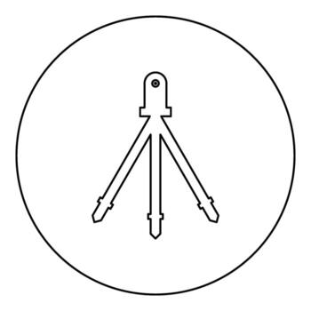 láser nivel herramienta medida edificio en trípode Ingenieria equipo dispositivo para constructor construcción herramienta icono en circulo redondo negro color vector ilustración imagen contorno contorno línea Delgado estilo