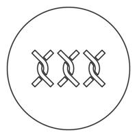 Chain fence twisted wire icon in circle round black color vector illustration image outline contour line thin style