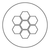 Hexagonal technology concept hexagon six items bee sota geometry six sided polygon icon in circle round black color vector illustration image outline contour line thin style