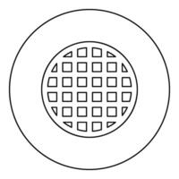 Grating grate lattice trellis net mesh BBQ grill grilling surface round shape icon in circle round black color vector illustration image outline contour line thin style